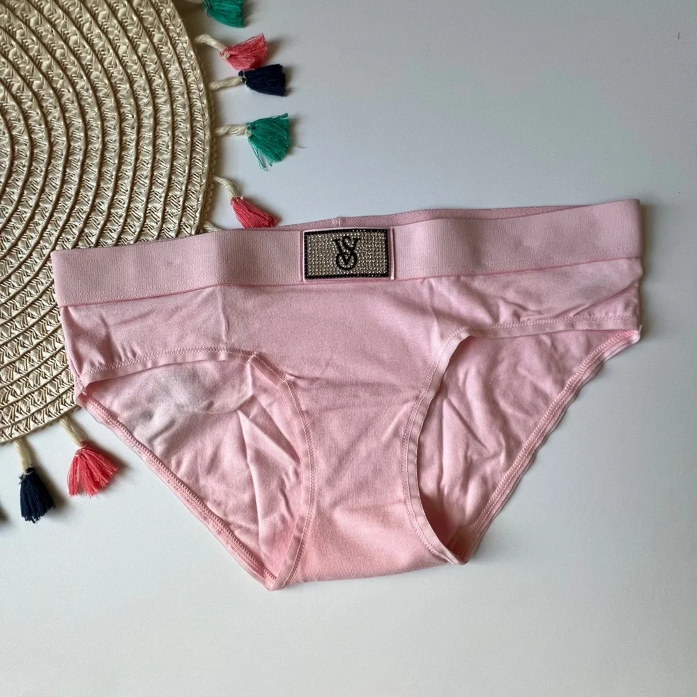 Victoria's Secret Shine Patch Cotton Hiphugger Panty Pink Blossom XS NEW
